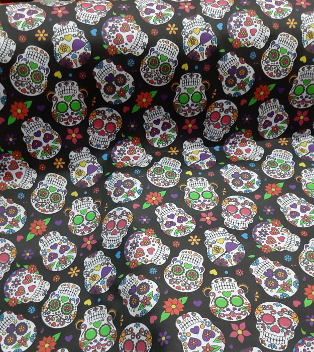 Tela satén calaveras mejicanas 140 - 2