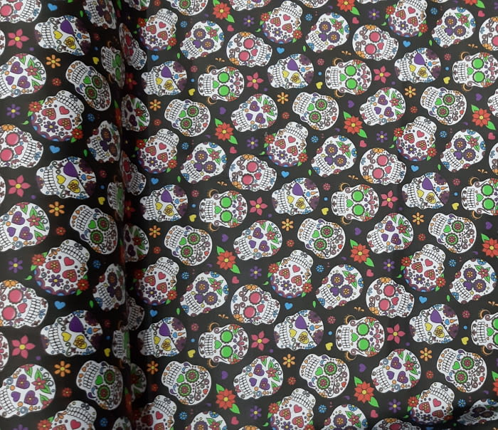 Tela satén calaveras mejicanas 140 - 3