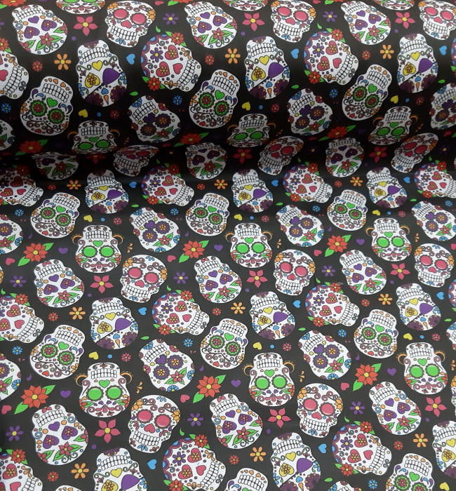 Tela satén calaveras mejicanas 140 - 4