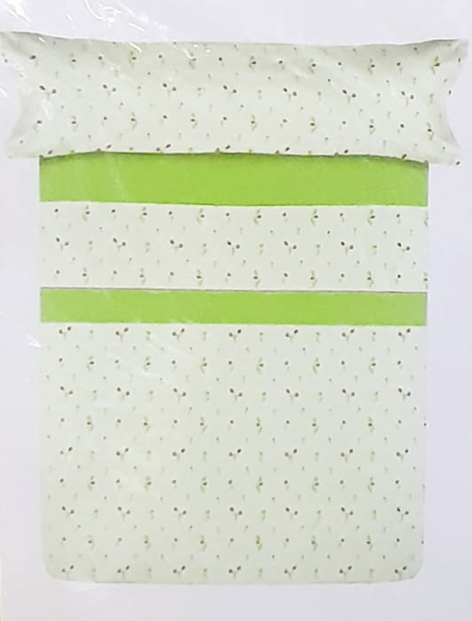 Juego de sábanas flores verdes. Cama 90 - 1