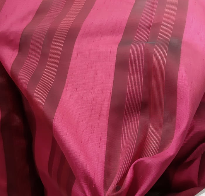 Tela visillo organza rayas fucsia