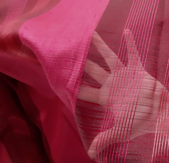 Tela visillo organza rayas fucsia - 2