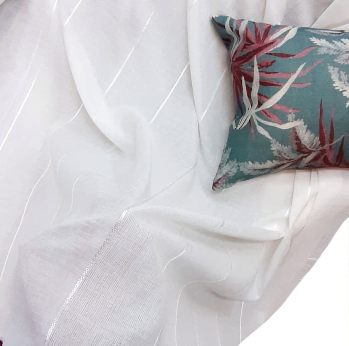 Tela visillo rayitas blancas