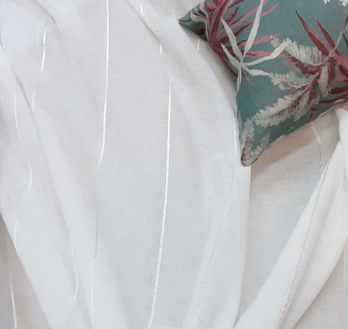 Tela visillo rayitas blancas - 3