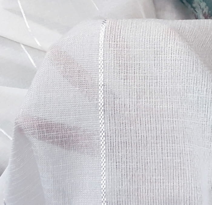 Tela visillo rayitas blancas - 4