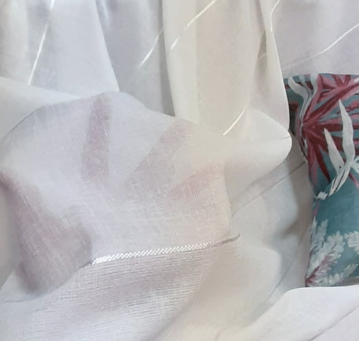 Tela visillo rayitas blancas - 5