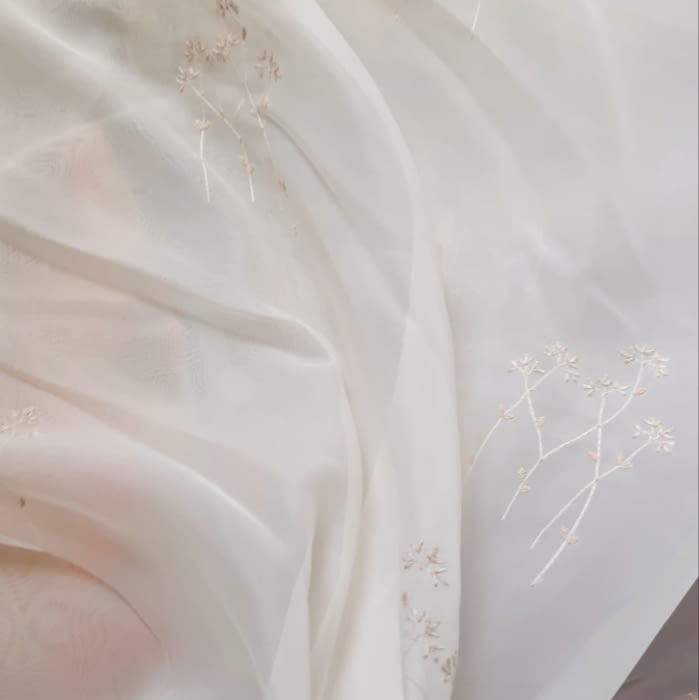 Tela visillo voile beige bordado - 2