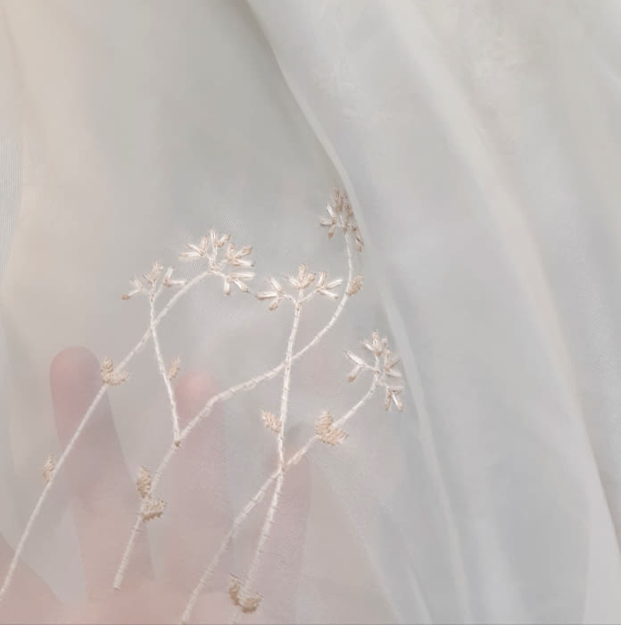 Tela visillo voile beige bordado - 2