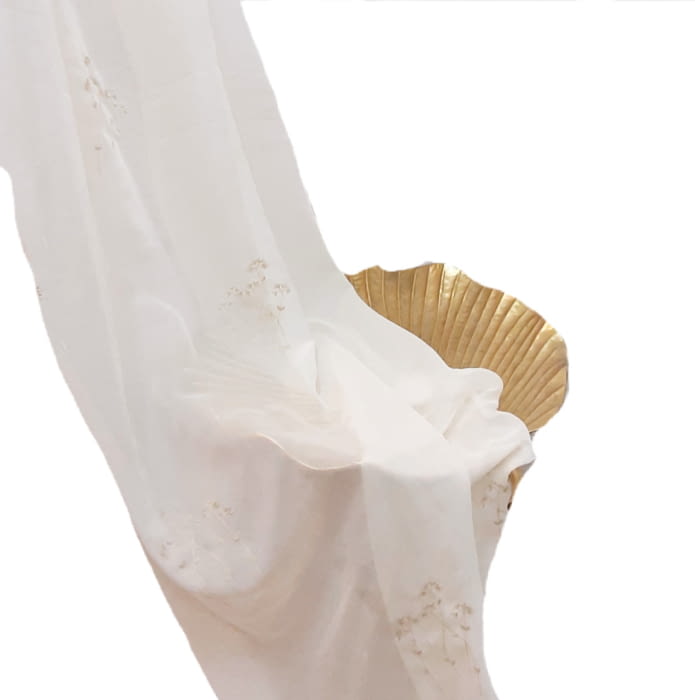 Tela visillo voile beige bordado - 3