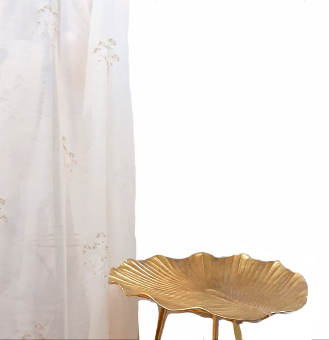 Tela visillo voile beige bordado - 5