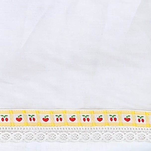 Tela bandó blanco amarillo cerezas altura 60