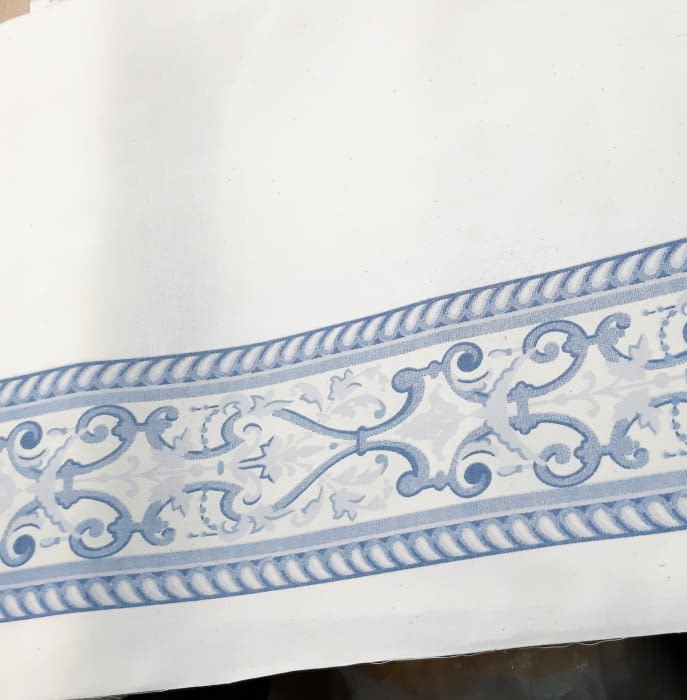 Tela bandó cenefa azul altura 50