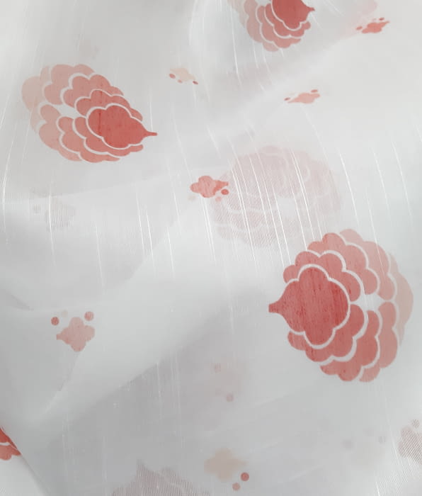 Tela visillo flores rojas vintage 100 - 4