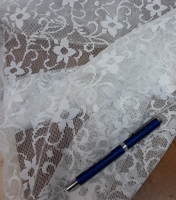 Tela visillo encaje blanco flores 140 - 2