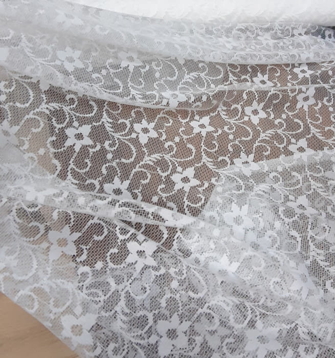 Tela visillo encaje blanco flores 140 - 3