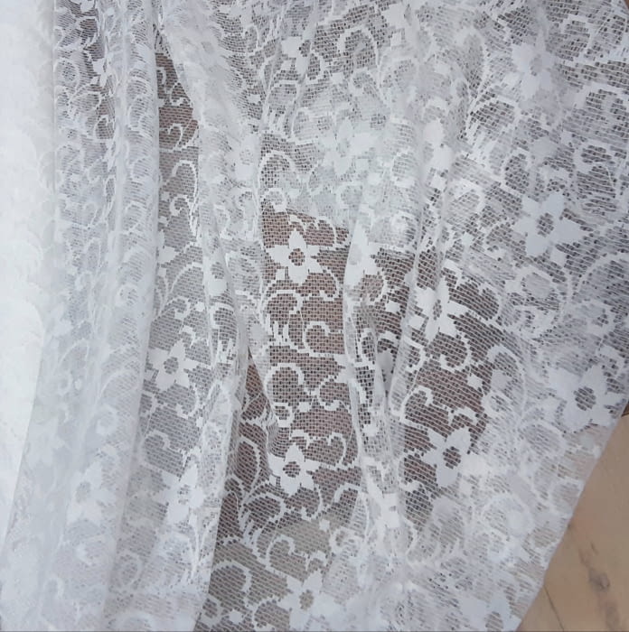 Tela visillo encaje blanco flores 140 - 4