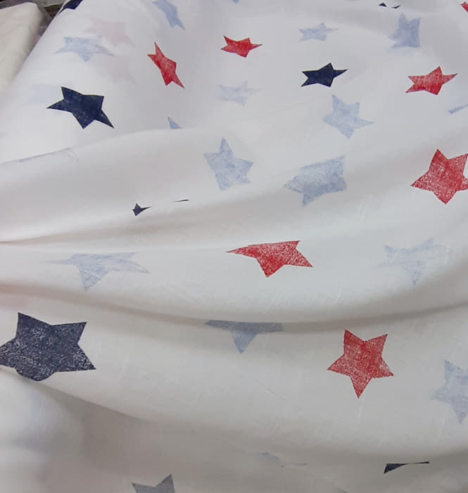 Tela visillo juvenil estrellas azules - 3