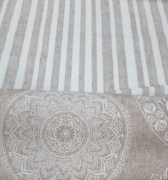 Tela loneta rayas beige 280 - 6