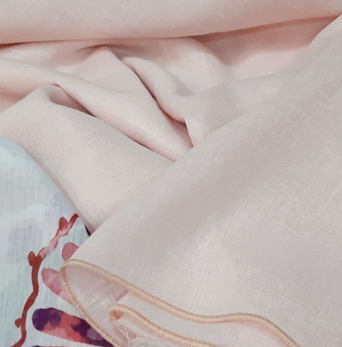 Tela visillo lino rosa 135 x 190 cm