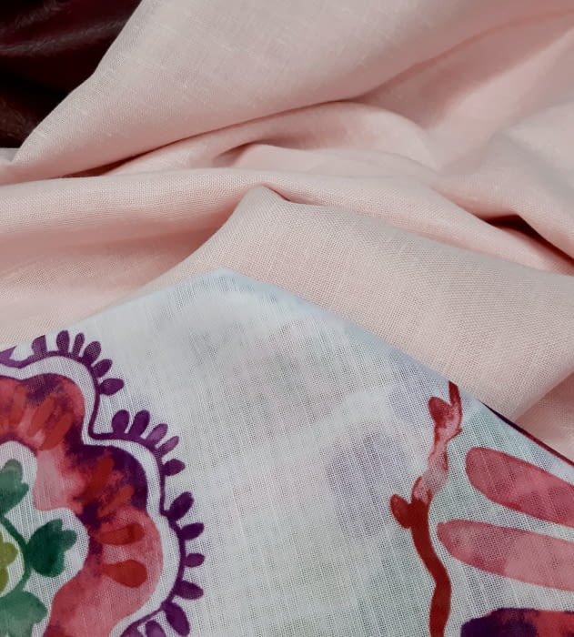 Tela visillo lino rosa 135 x 190 cm - 5