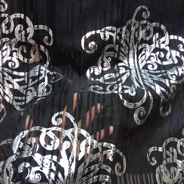 Tela visillo damasco plata