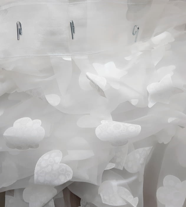 Visillos confeccionados tableados corazones - 1