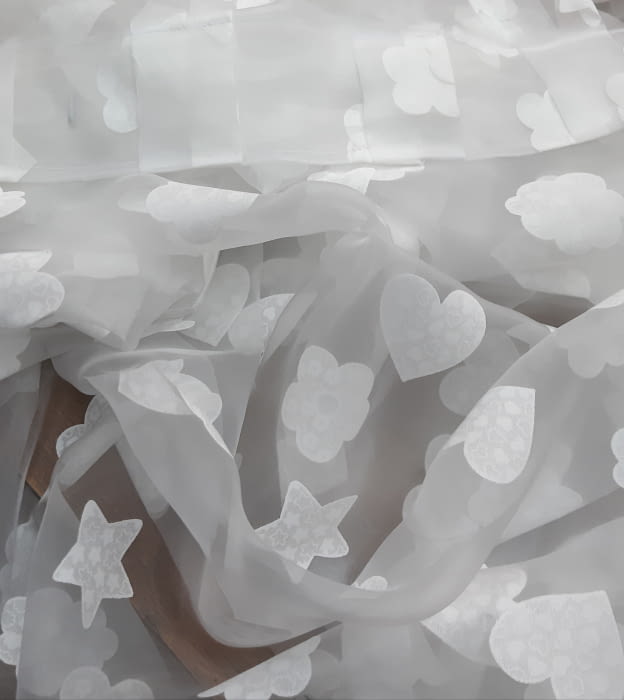 Visillos confeccionados tableados corazones - 2