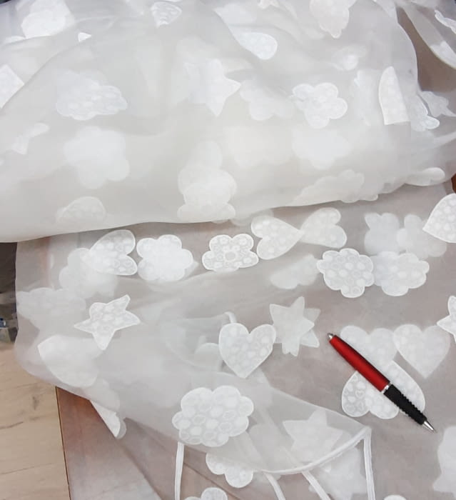 Visillos confeccionados tableados corazones - 4