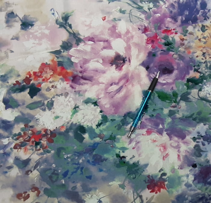 Tela flores acuarela lilas 280 - 1