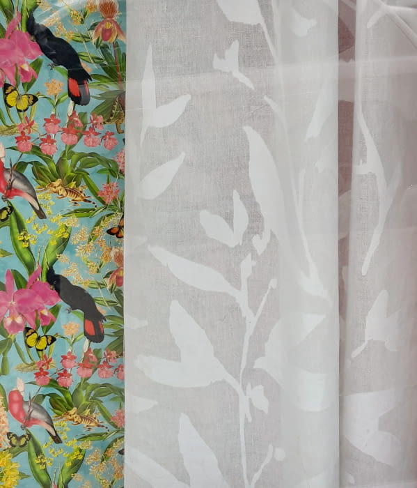 Tela visillo hojas bosque 300 - 2