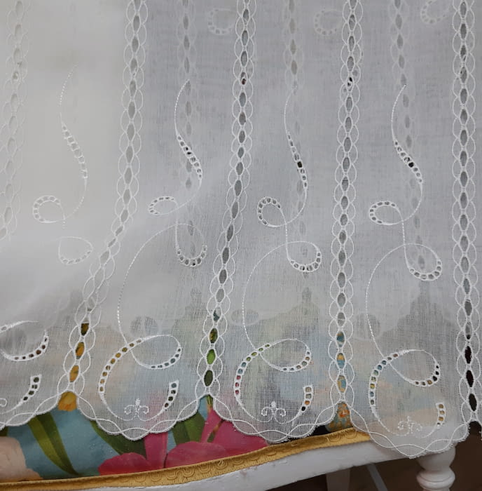 Tela visillo holandés confeccionado bordado alto 150 - 2