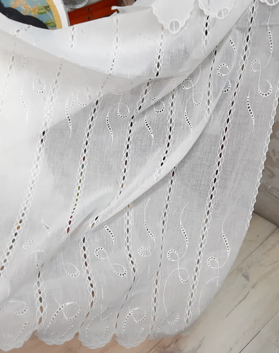 Tela visillo holandés confeccionado bordado alto 150 - 5