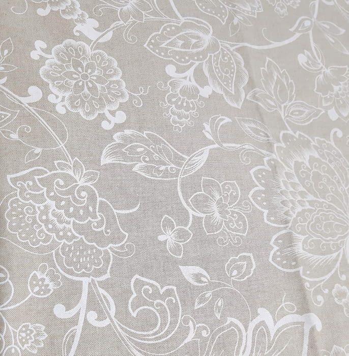 Tela lino flores blancas 280 - 1