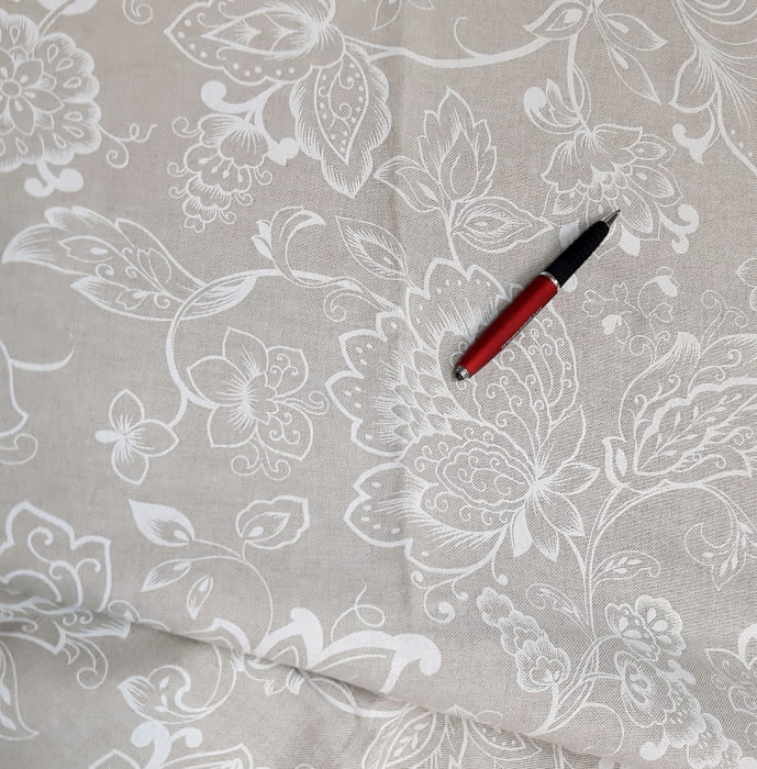 Tela lino flores blancas 280 - 2