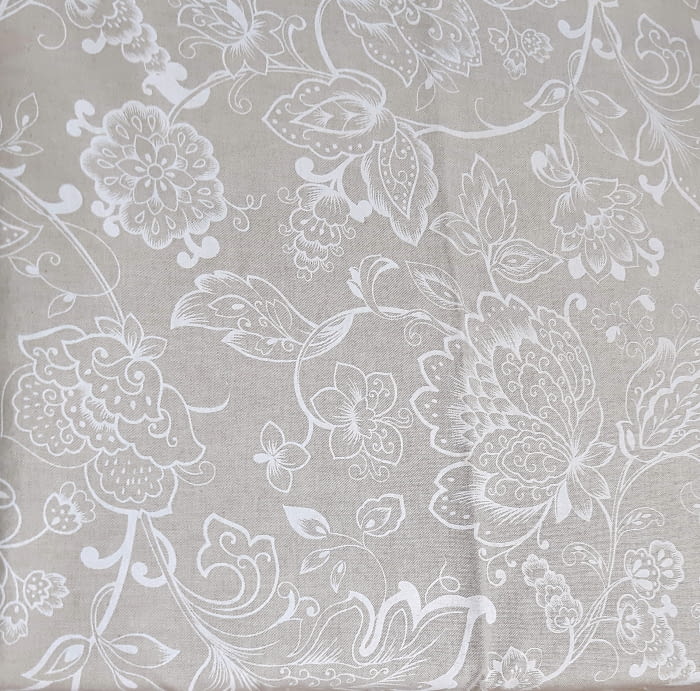 Tela lino flores blancas 280 - 3