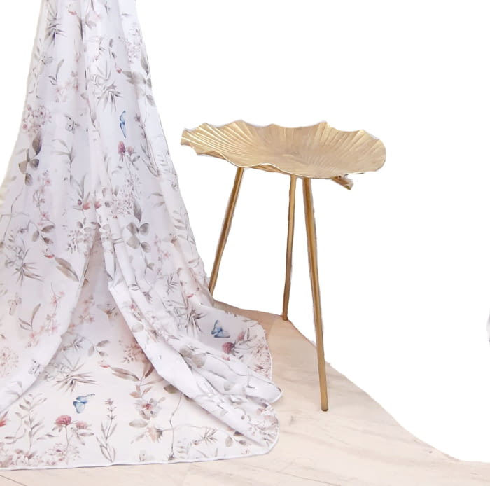 Tela visillo mariposas rosas 280 - 1