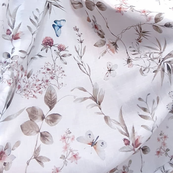 Tela visillo mariposas rosas 280 - 3