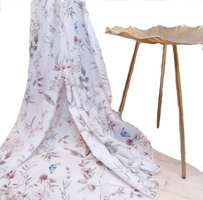 Tela visillo mariposas rosas 280 - 4