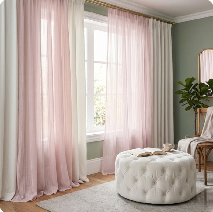 Tela visillo rosa bebé brillo 280 - 4