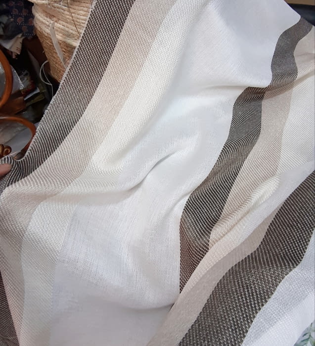 Tela visillo saco rayas marrón  300