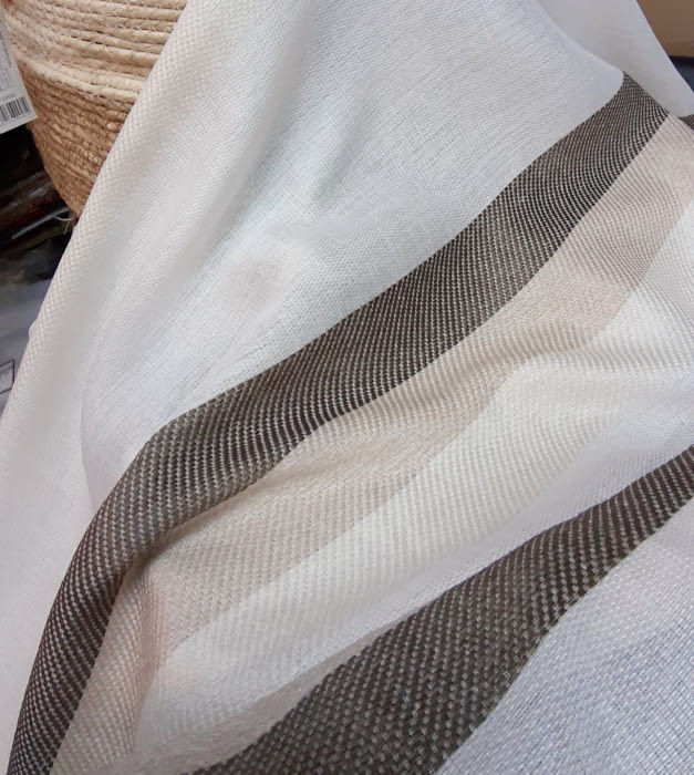 Tela visillo saco rayas marrón  300 - 4