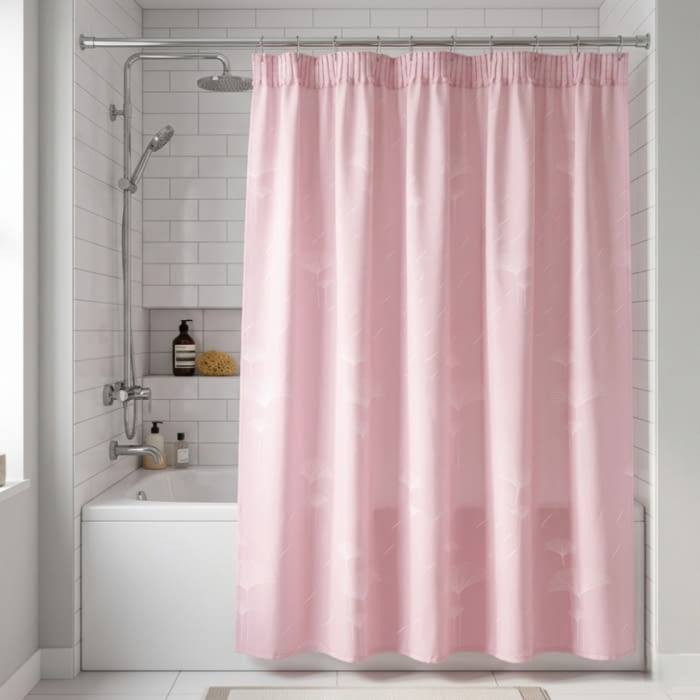 Cortina baño palmitos rosa 145 x 180
