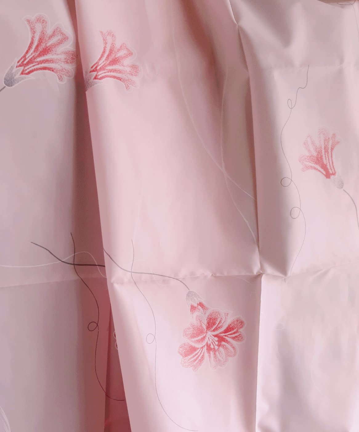 Cortina baño rosa flores 140 x 180 cm