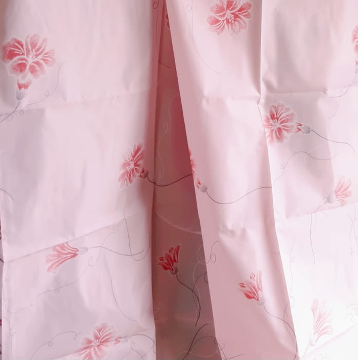 Cortina baño rosa flores 140 x 180 cm - 1
