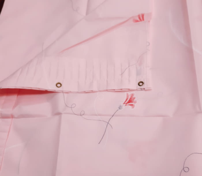 Cortina baño rosa flores 140 x 180 cm - 2