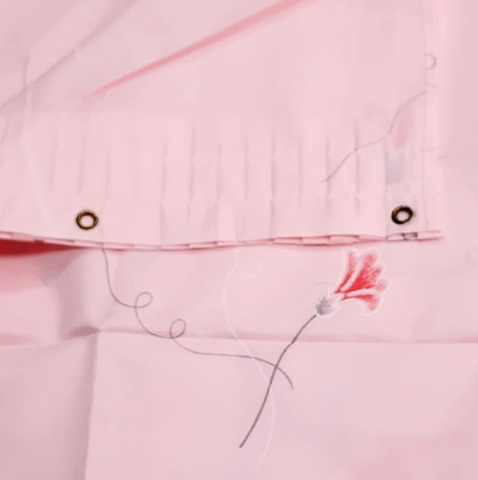 Cortina baño rosa flores 140 x 180 cm - 3