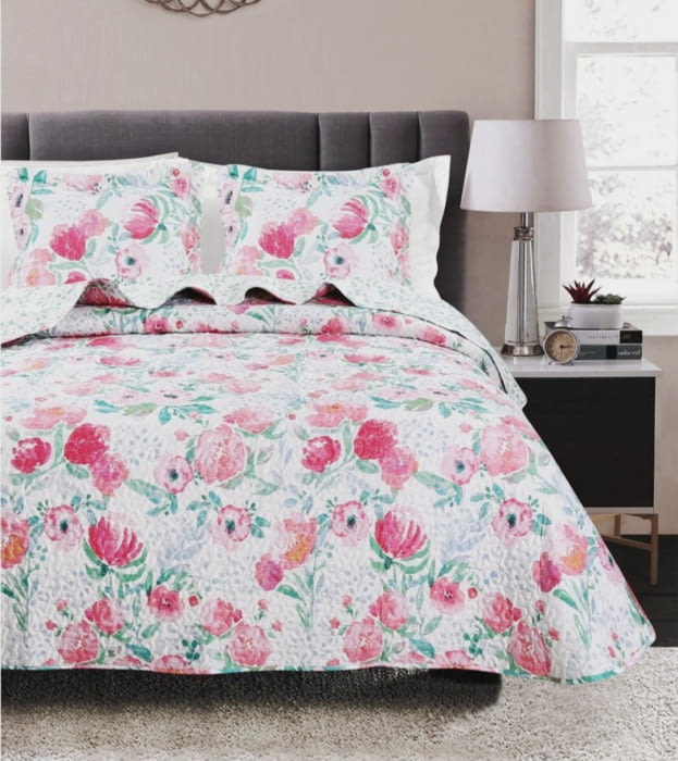 Colcha bouti flor acuarela