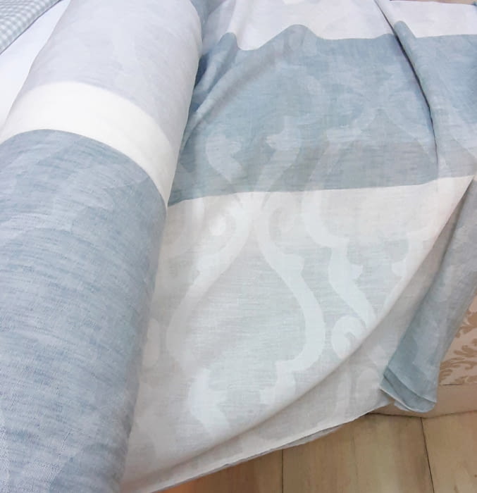 Tela visillo adamascado rayas azul 300