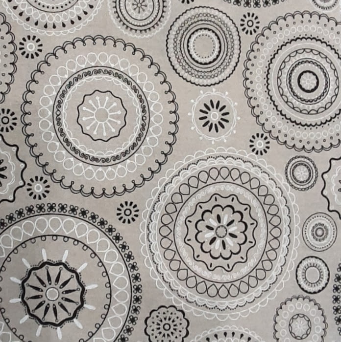 Tela cuya mandalas negro 57 x 280 cm
