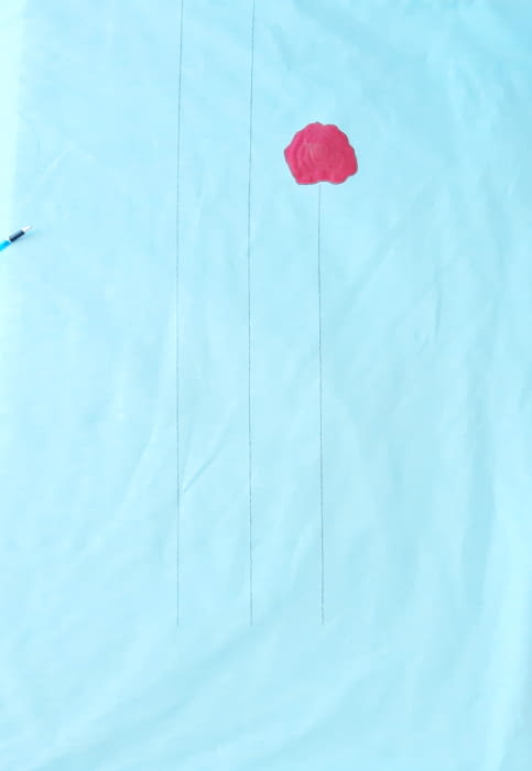 Tela turquesa flor rosa 280 - 4